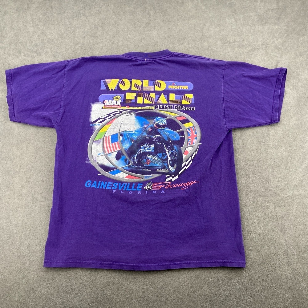Vintage Y2K 00s NASCAR World Finals T Shirt‎ Mens XL Purple Graphic Drag Racing